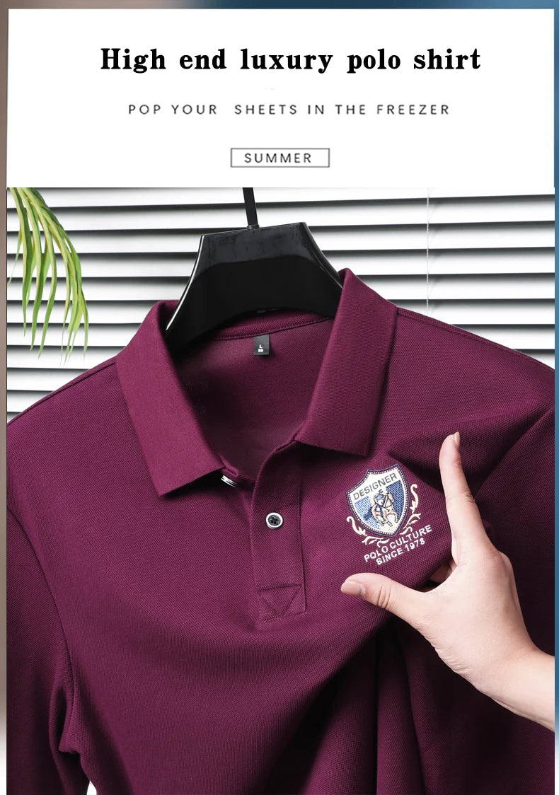 Light luxury brand embroidered long sleeved POLO shirt men's lapel top autumn new high-end cotton fashion casual Paul T-shirt