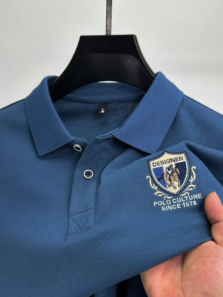 Light luxury brand embroidered long sleeved POLO shirt men's lapel top autumn new high-end cotton fashion casual Paul T-shirt