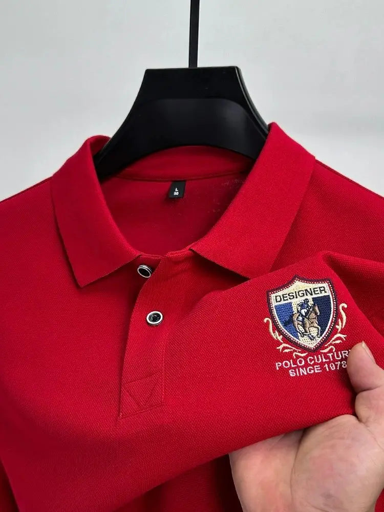 Light luxury brand embroidered long sleeved POLO shirt men's lapel top autumn new high-end cotton fashion casual Paul T-shirt