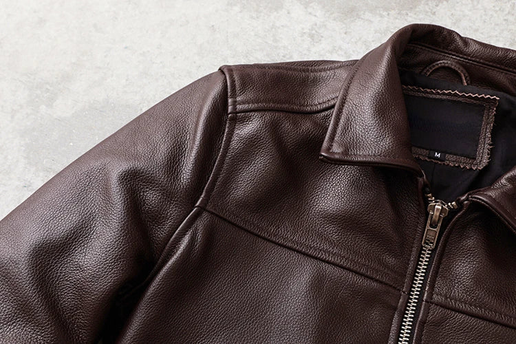 New Casual Real Cowhide Genuine Leather Jacket Men Slim Mens Clothes Spring Autumn Men's Cow Leather Clothing Asian Size 6XL