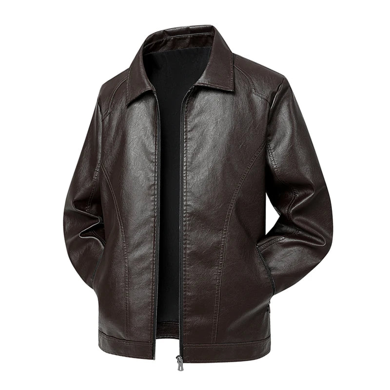 Men Spring Autumn Winter New PU Leather Jackets Men Stand Up Collar Cardigan New Motorcycle Leather Jacket Casual Leather Jacket