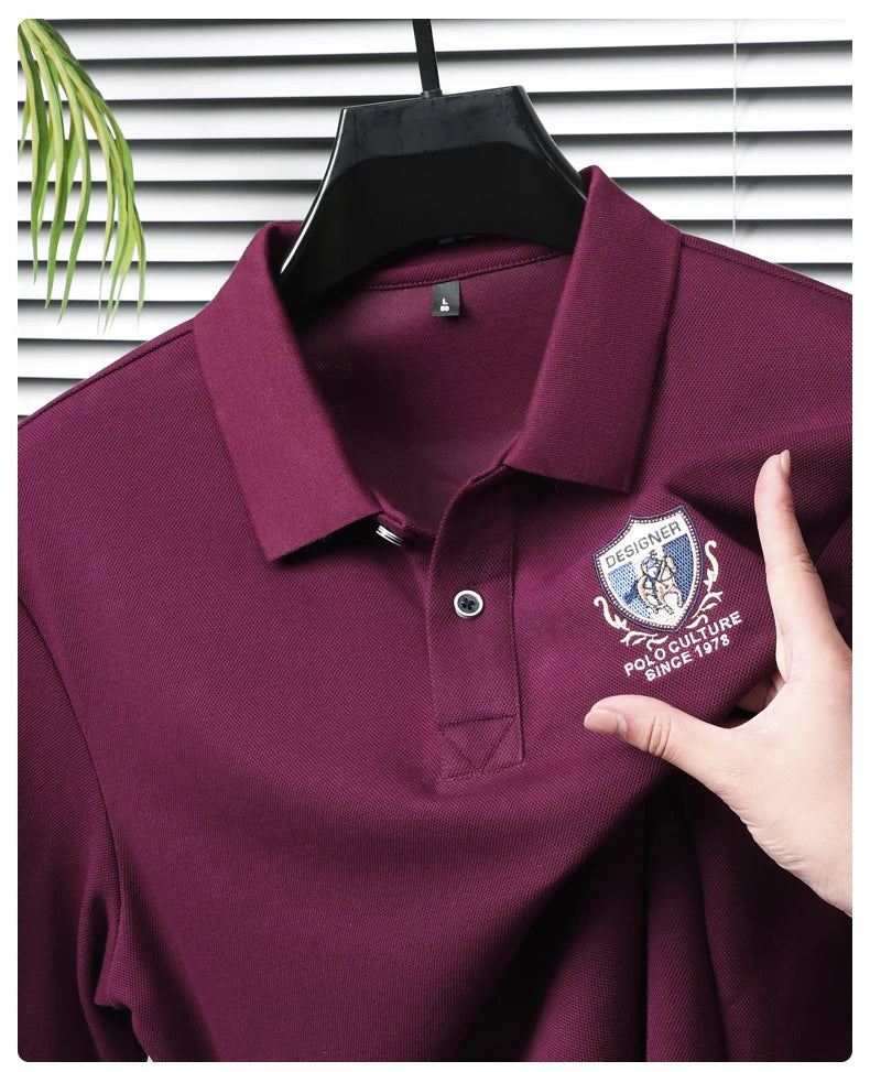 Light luxury brand embroidered long sleeved POLO shirt men's lapel top autumn new high-end cotton fashion casual Paul T-shirt