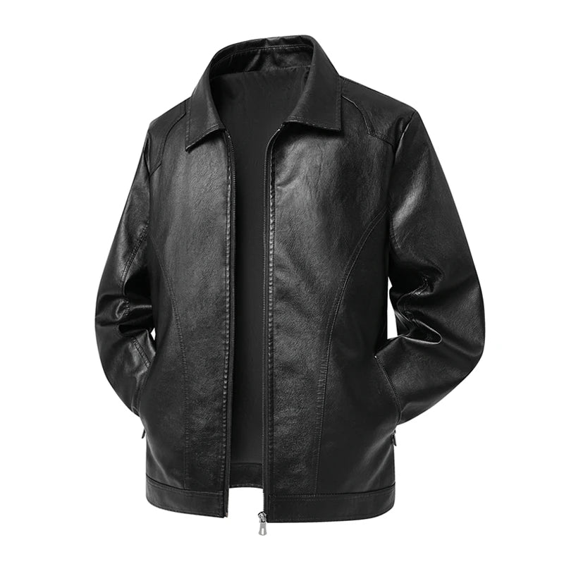 Men Spring Autumn Winter New PU Leather Jackets Men Stand Up Collar Cardigan New Motorcycle Leather Jacket Casual Leather Jacket