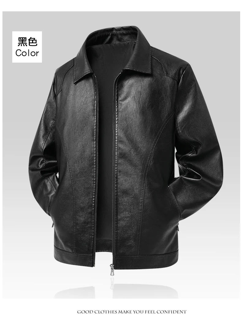 Men Spring Autumn Winter New PU Leather Jackets Men Stand Up Collar Cardigan New Motorcycle Leather Jacket Casual Leather Jacket