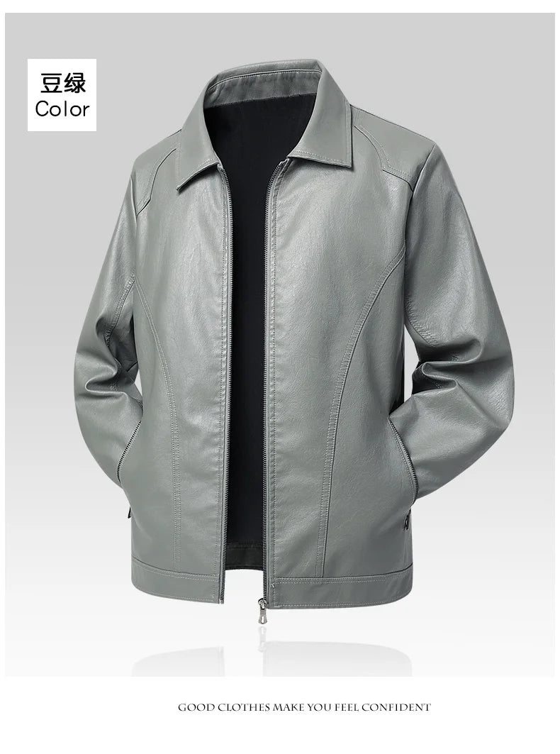 Men Spring Autumn Winter New PU Leather Jackets Men Stand Up Collar Cardigan New Motorcycle Leather Jacket Casual Leather Jacket