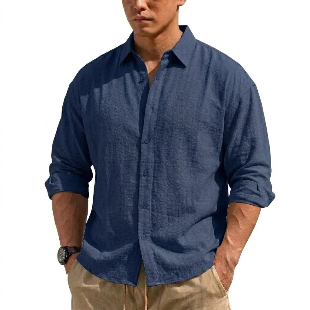 New Men's Long Sleeve Cotton Shirt Luxury  T Shirt Elegant Men's Linen Shirts Autumn Breathable Hawaiian Shirts Button T-shirt