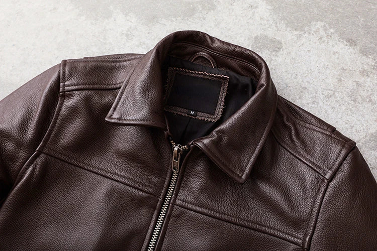 New Casual Real Cowhide Genuine Leather Jacket Men Slim Mens Clothes Spring Autumn Men's Cow Leather Clothing Asian Size 6XL