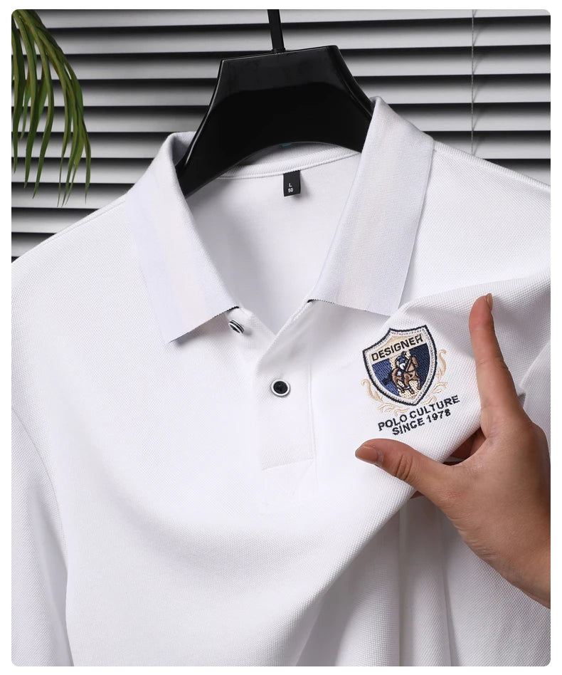 Light luxury brand embroidered long sleeved POLO shirt men's lapel top autumn new high-end cotton fashion casual Paul T-shirt