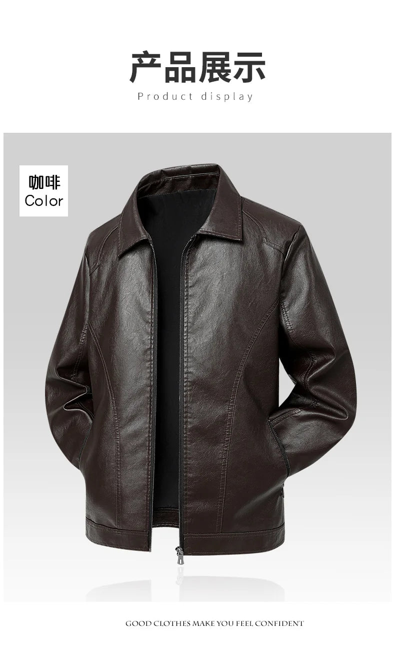 Men Spring Autumn Winter New PU Leather Jackets Men Stand Up Collar Cardigan New Motorcycle Leather Jacket Casual Leather Jacket