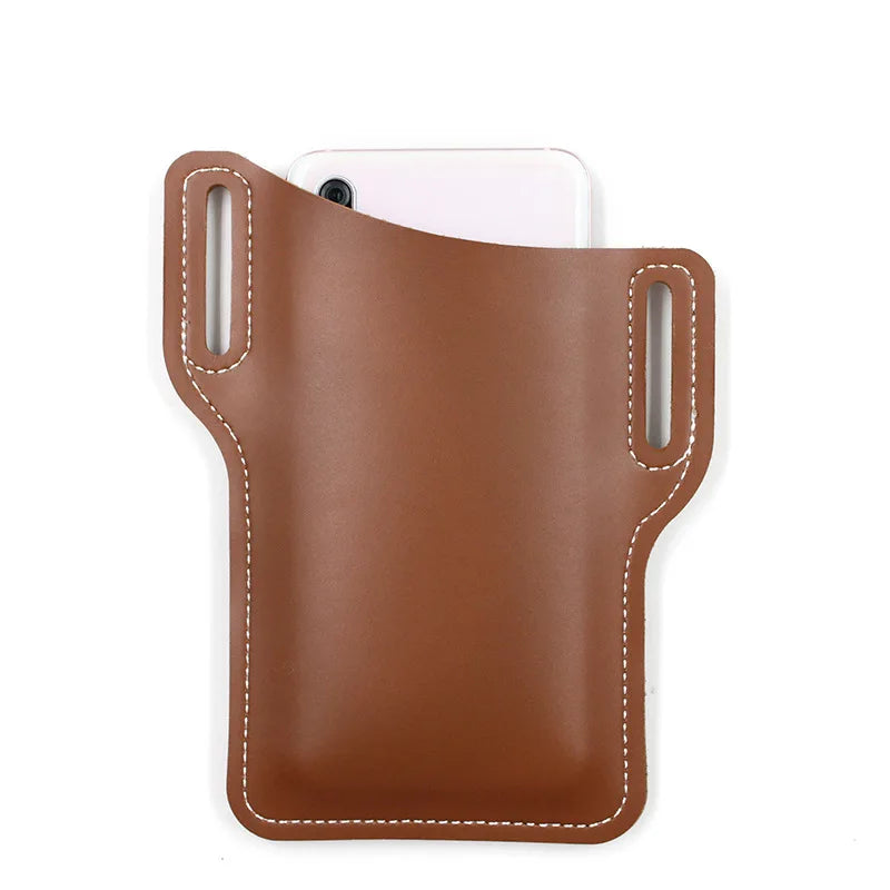 Men Phone Case Holster Cellphone Loop Holster Belt Waist Bag Props Leather Purse Phone Wallet Running Pouch Travel Camping Bags