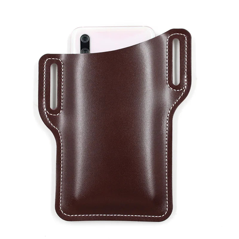 Men Phone Case Holster Cellphone Loop Holster Belt Waist Bag Props Leather Purse Phone Wallet Running Pouch Travel Camping Bags