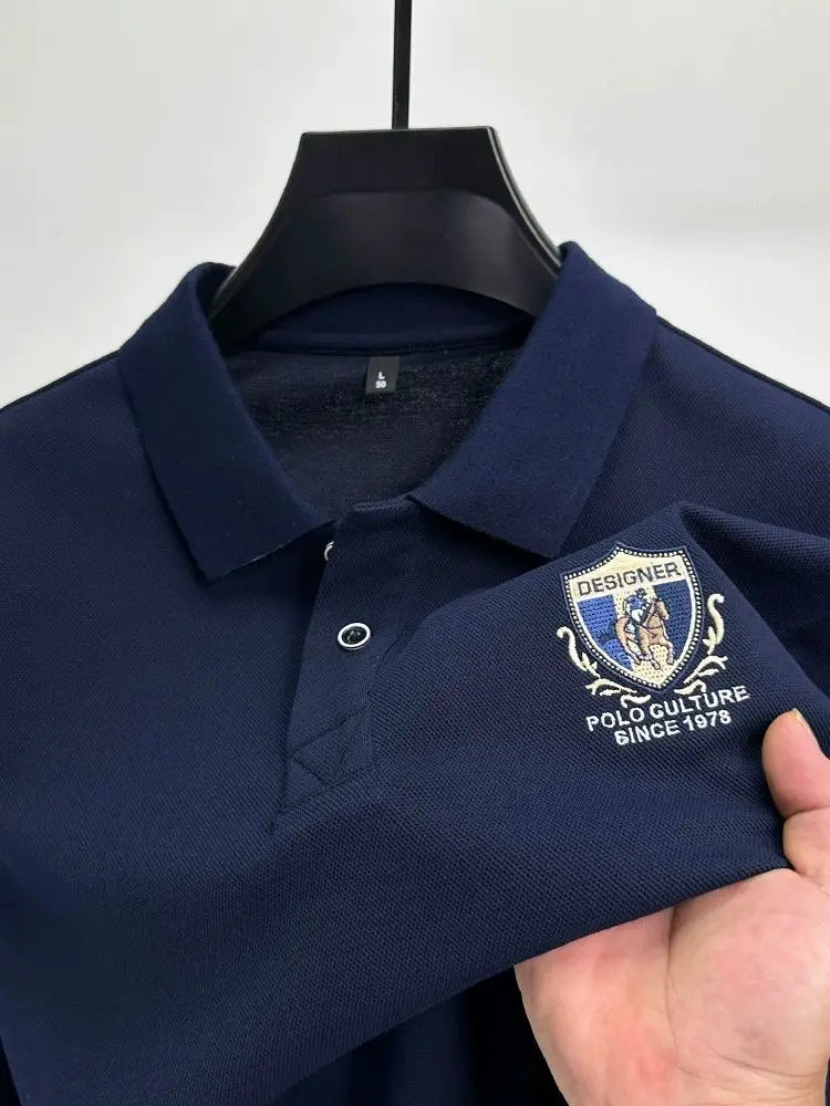 Light luxury brand embroidered long sleeved POLO shirt men's lapel top autumn new high-end cotton fashion casual Paul T-shirt