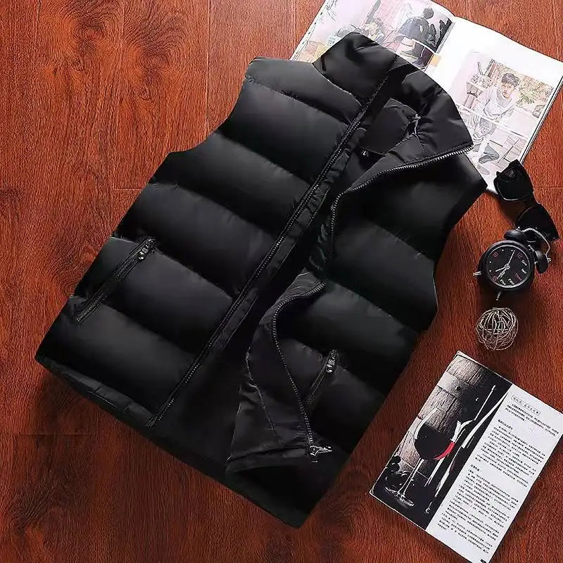 Mens Vest Jacket Warm Sleeveless Jackets Winter Waterproof Zipper
