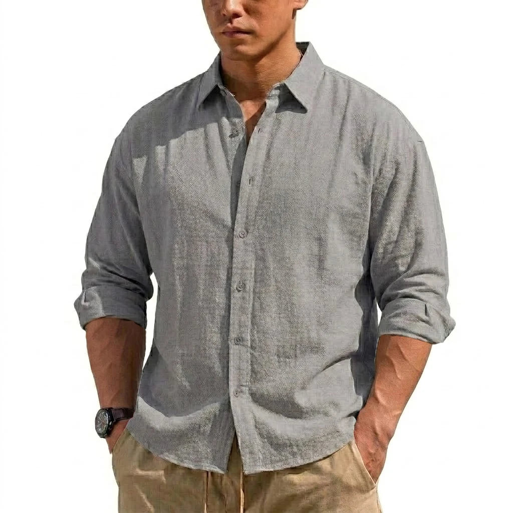 New Men's Long Sleeve Cotton Shirt Luxury  T Shirt Elegant Men's Linen Shirts Autumn Breathable Hawaiian Shirts Button T-shirt
