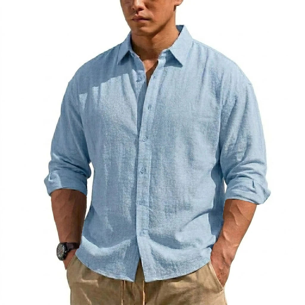 New Men's Long Sleeve Cotton Shirt Luxury  T Shirt Elegant Men's Linen Shirts Autumn Breathable Hawaiian Shirts Button T-shirt