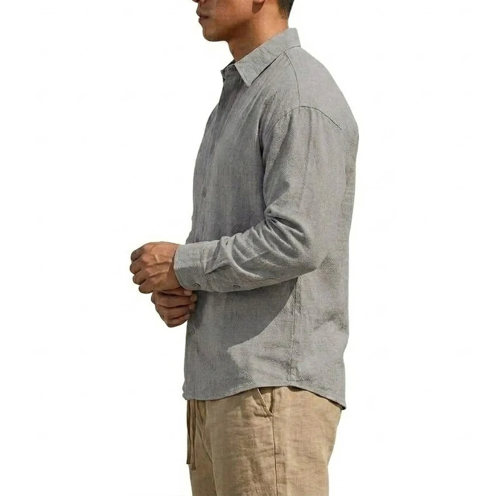 New Men's Long Sleeve Cotton Shirt Luxury  T Shirt Elegant Men's Linen Shirts Autumn Breathable Hawaiian Shirts Button T-shirt