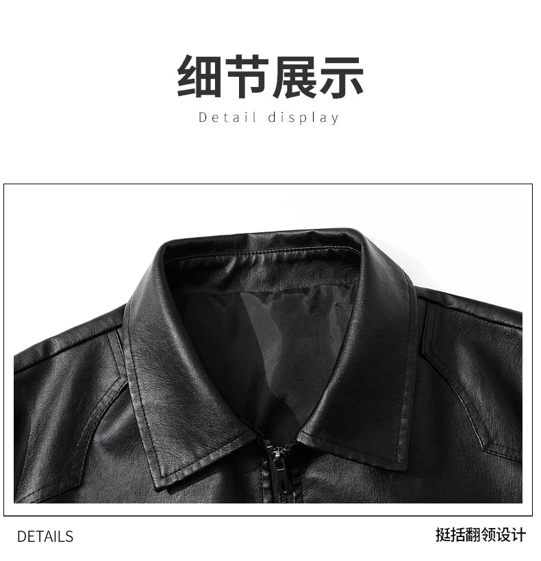Men Spring Autumn Winter New PU Leather Jackets Men Stand Up Collar Cardigan New Motorcycle Leather Jacket Casual Leather Jacket