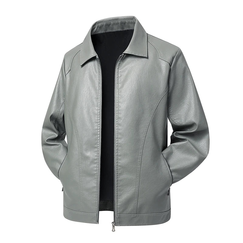 Men Spring Autumn Winter New PU Leather Jackets Men Stand Up Collar Cardigan New Motorcycle Leather Jacket Casual Leather Jacket