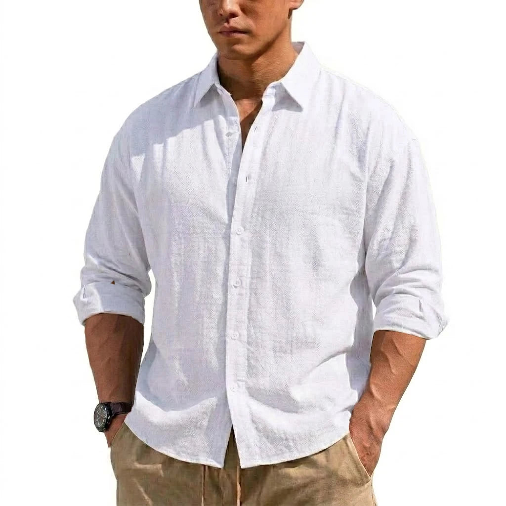 New Men's Long Sleeve Cotton Shirt Luxury  T Shirt Elegant Men's Linen Shirts Autumn Breathable Hawaiian Shirts Button T-shirt