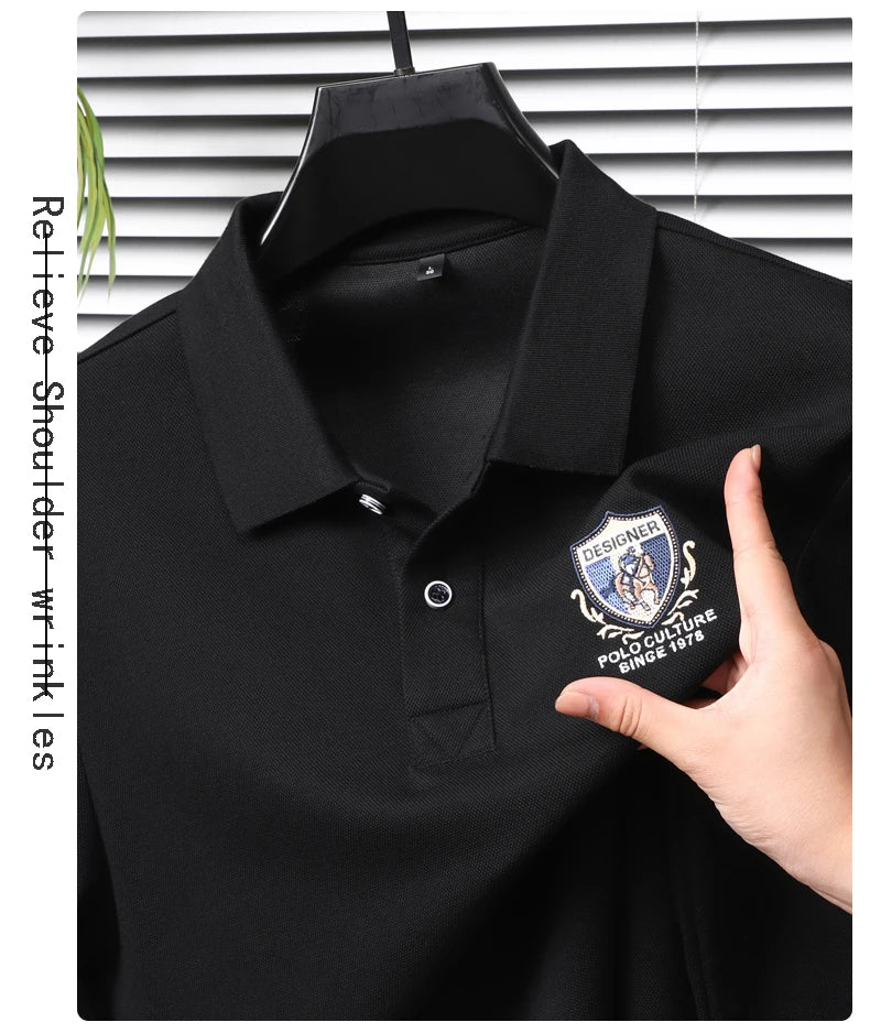 Light luxury brand embroidered long sleeved POLO shirt men's lapel top autumn new high-end cotton fashion casual Paul T-shirt