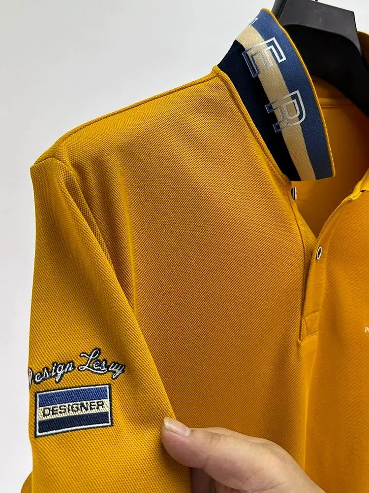 Light luxury brand embroidered long sleeved POLO shirt men's lapel top autumn new high-end cotton fashion casual Paul T-shirt
