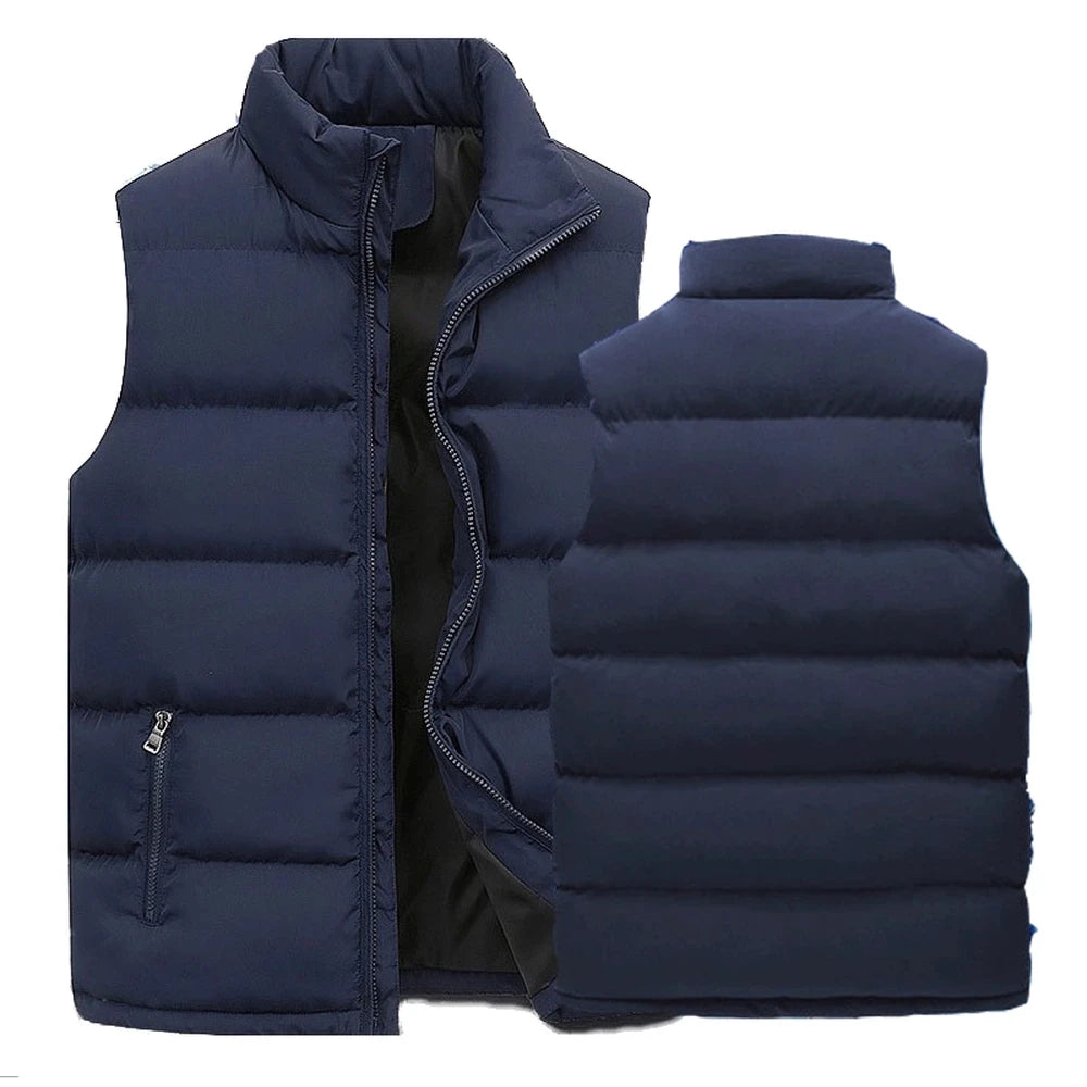 Mens Vest Jacket Warm Sleeveless Jackets Winter Waterproof Zipper