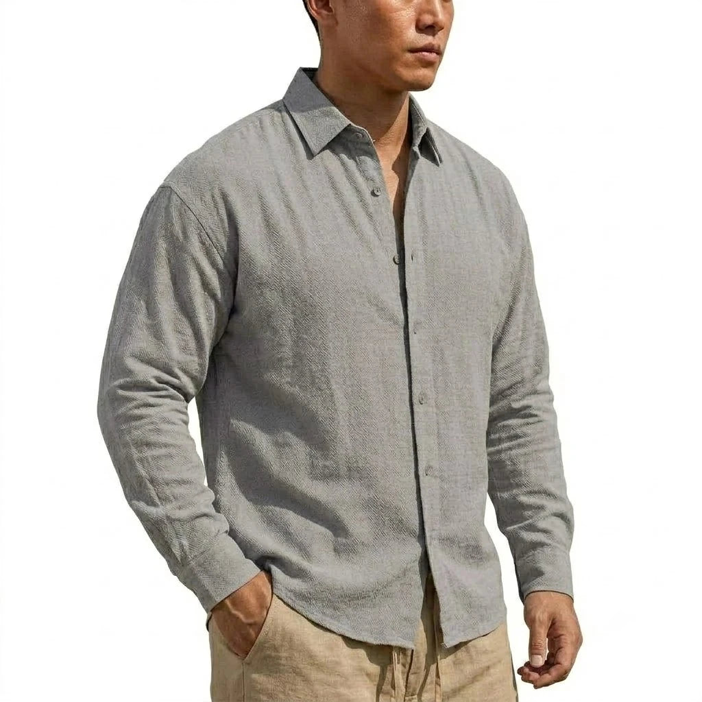 New Men's Long Sleeve Cotton Shirt Luxury  T Shirt Elegant Men's Linen Shirts Autumn Breathable Hawaiian Shirts Button T-shirt