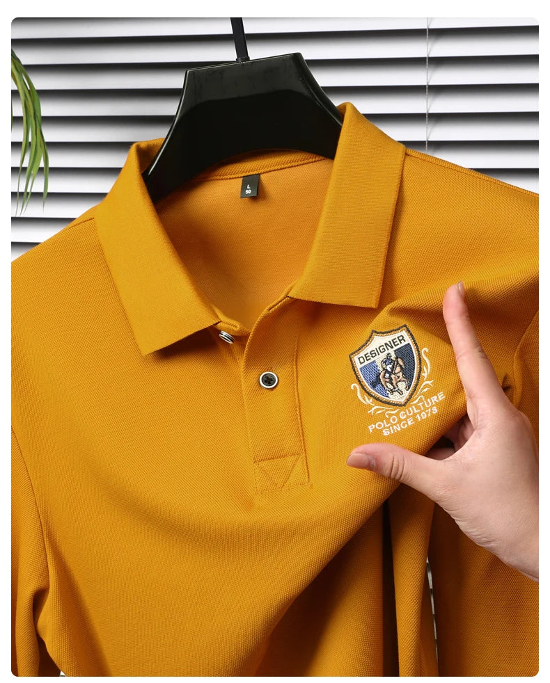 Light luxury brand embroidered long sleeved POLO shirt men's lapel top autumn new high-end cotton fashion casual Paul T-shirt