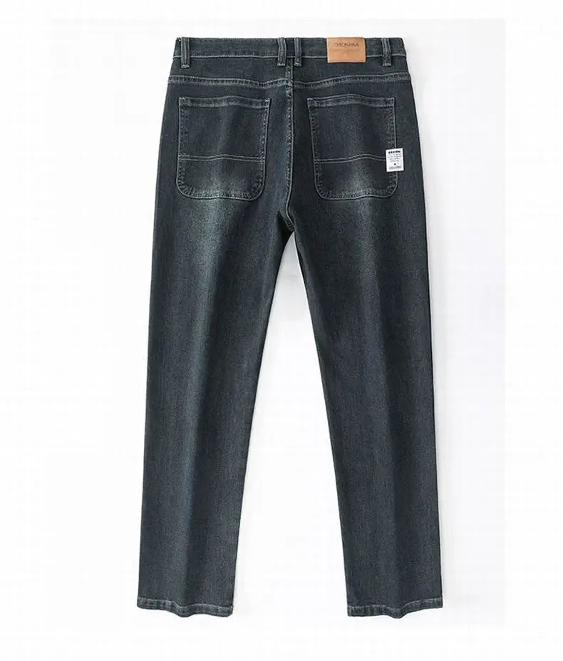 Spring and Autumn Men's Baggy Jeans Casual Straight Stretch Versatile Wide-leg Business Denim Pants Comfortable Loose Trousers