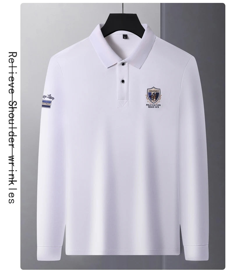 Light luxury brand embroidered long sleeved POLO shirt men's lapel top autumn new high-end cotton fashion casual Paul T-shirt