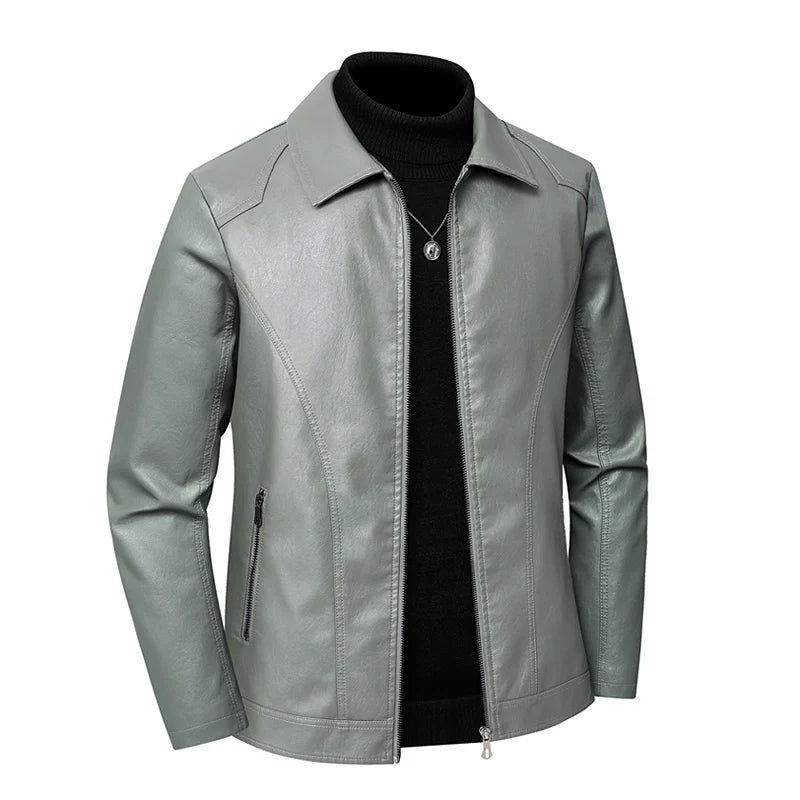 Men Spring Autumn Winter New PU Leather Jackets Men Stand Up Collar Cardigan New Motorcycle Leather Jacket Casual Leather Jacket