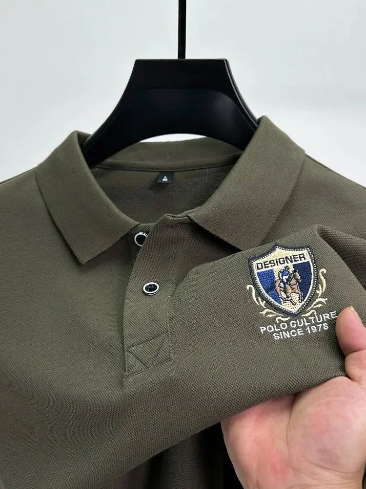 Light luxury brand embroidered long sleeved POLO shirt men's lapel top autumn new high-end cotton fashion casual Paul T-shirt