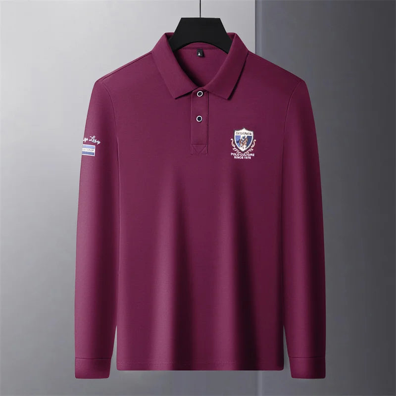 Light luxury brand embroidered long sleeved POLO shirt men's lapel top autumn new high-end cotton fashion casual Paul T-shirt