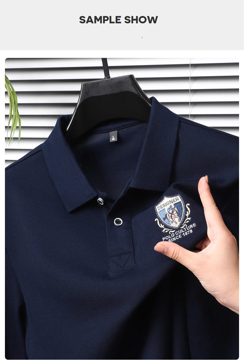 Light luxury brand embroidered long sleeved POLO shirt men's lapel top autumn new high-end cotton fashion casual Paul T-shirt