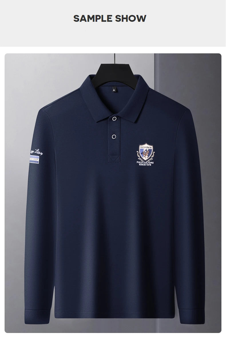 Light luxury brand embroidered long sleeved POLO shirt men's lapel top autumn new high-end cotton fashion casual Paul T-shirt