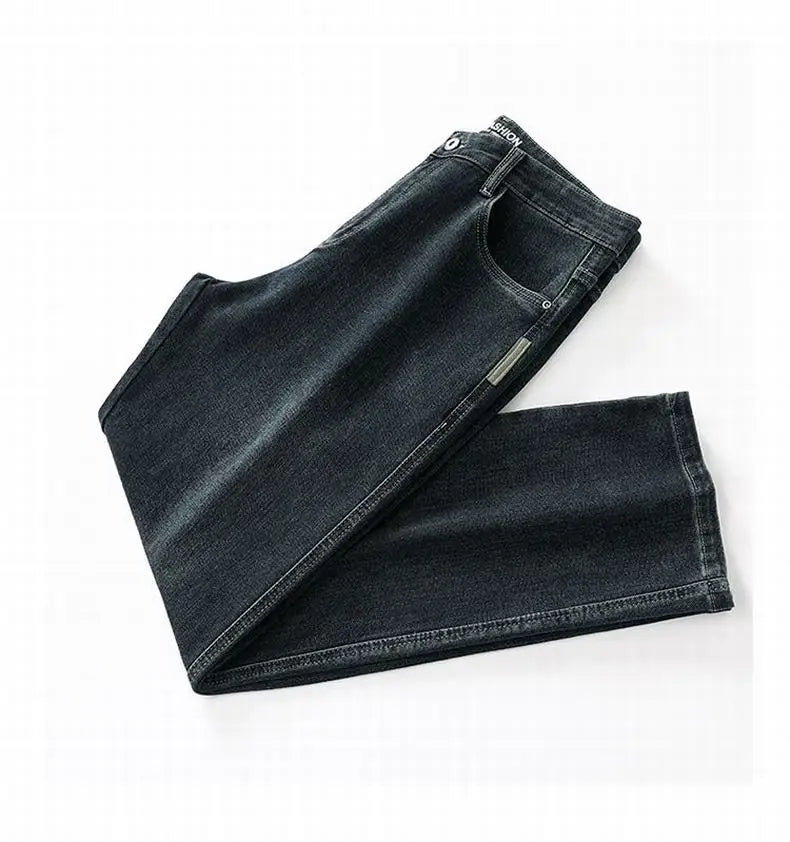 Spring and Autumn Men's Baggy Jeans Casual Straight Stretch Versatile Wide-leg Business Denim Pants Comfortable Loose Trousers