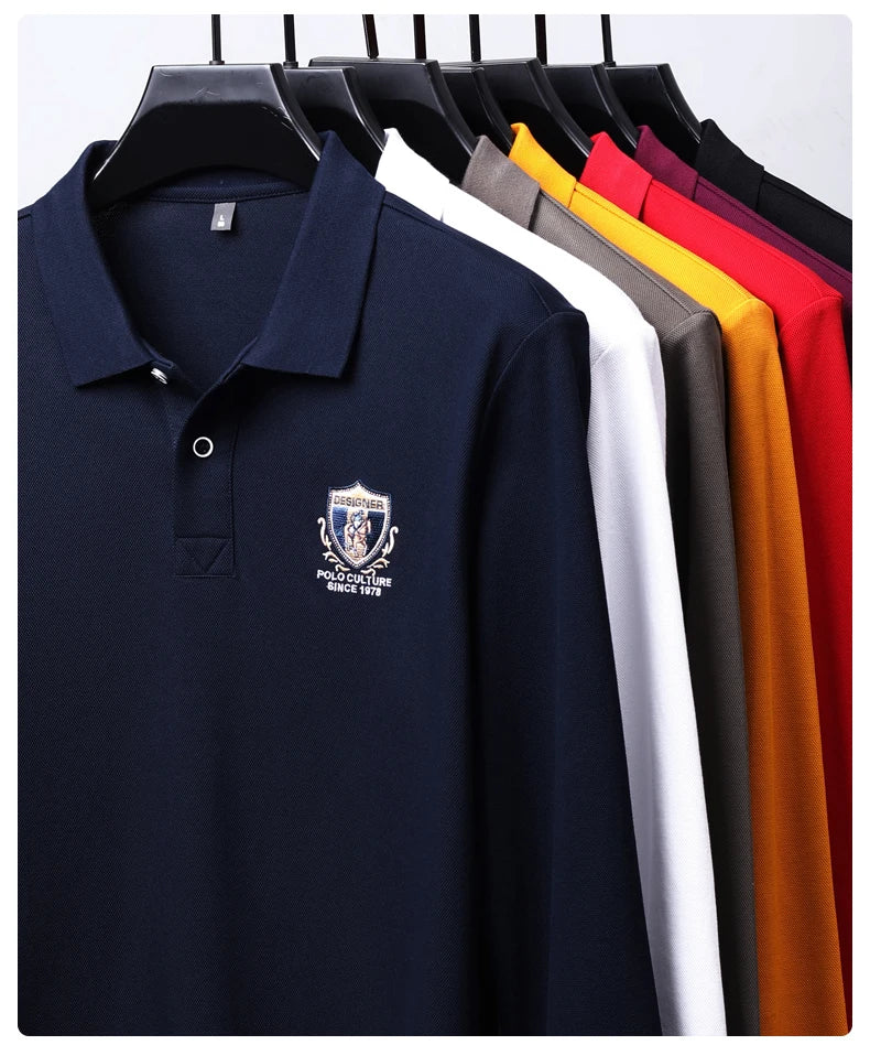 Light luxury brand embroidered long sleeved POLO shirt men's lapel top autumn new high-end cotton fashion casual Paul T-shirt