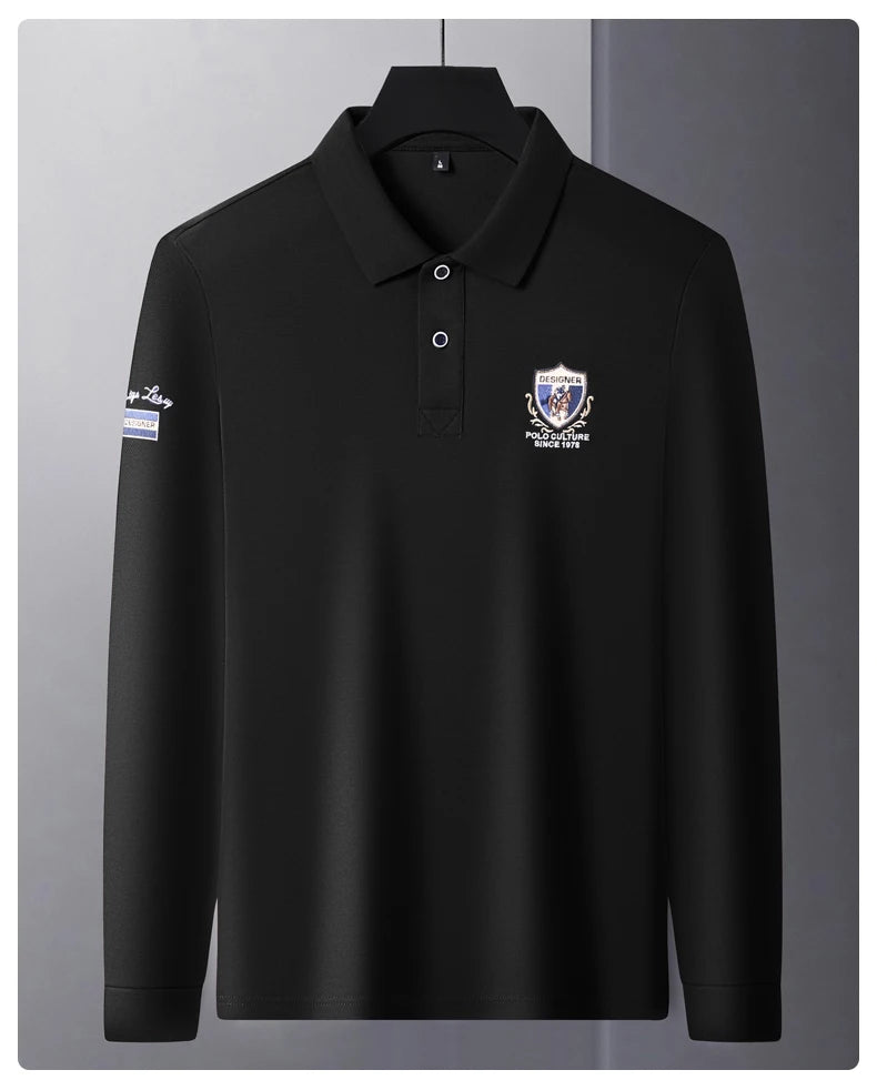 Light luxury brand embroidered long sleeved POLO shirt men's lapel top autumn new high-end cotton fashion casual Paul T-shirt