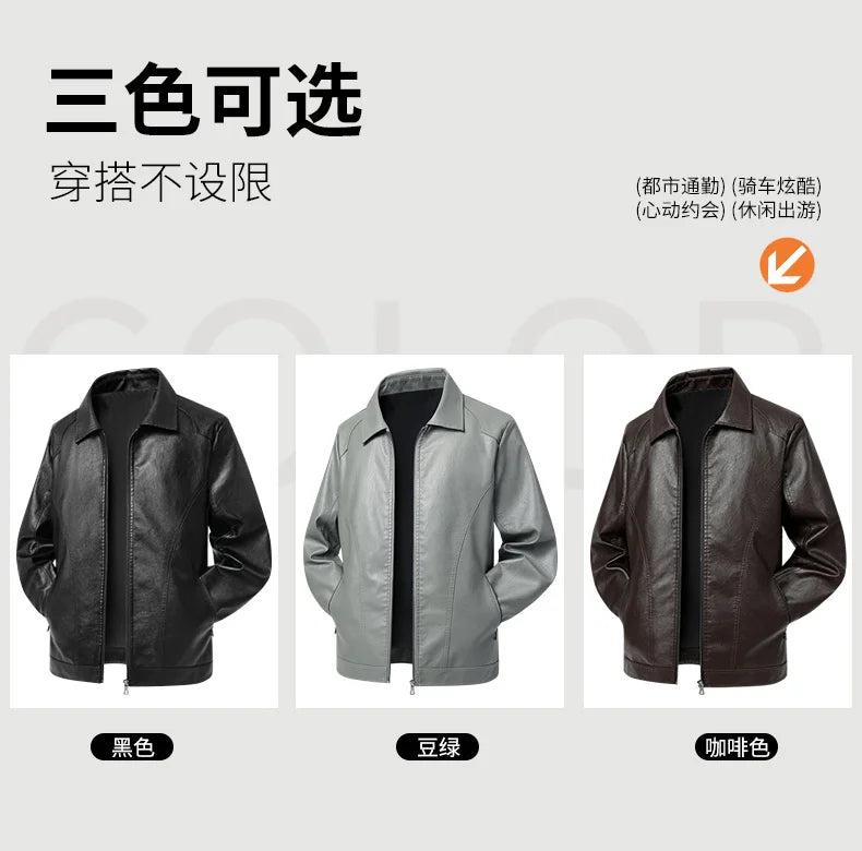 Men Spring Autumn Winter New PU Leather Jackets Men Stand Up Collar Cardigan New Motorcycle Leather Jacket Casual Leather Jacket