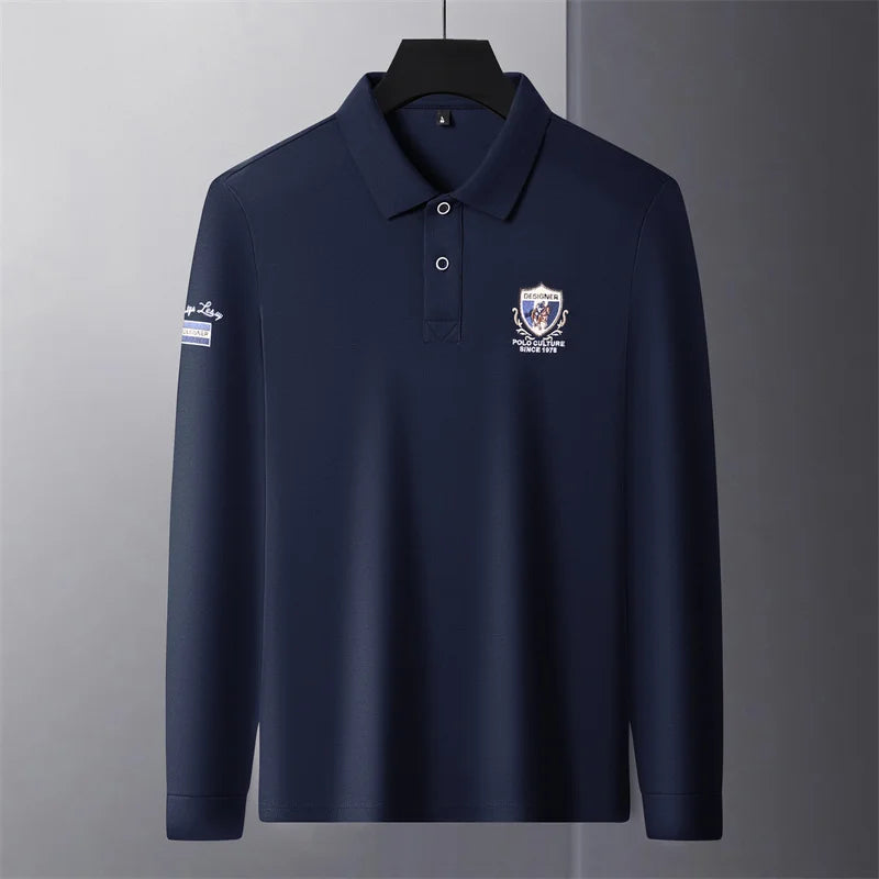 Light luxury brand embroidered long sleeved POLO shirt men's lapel top autumn new high-end cotton fashion casual Paul T-shirt