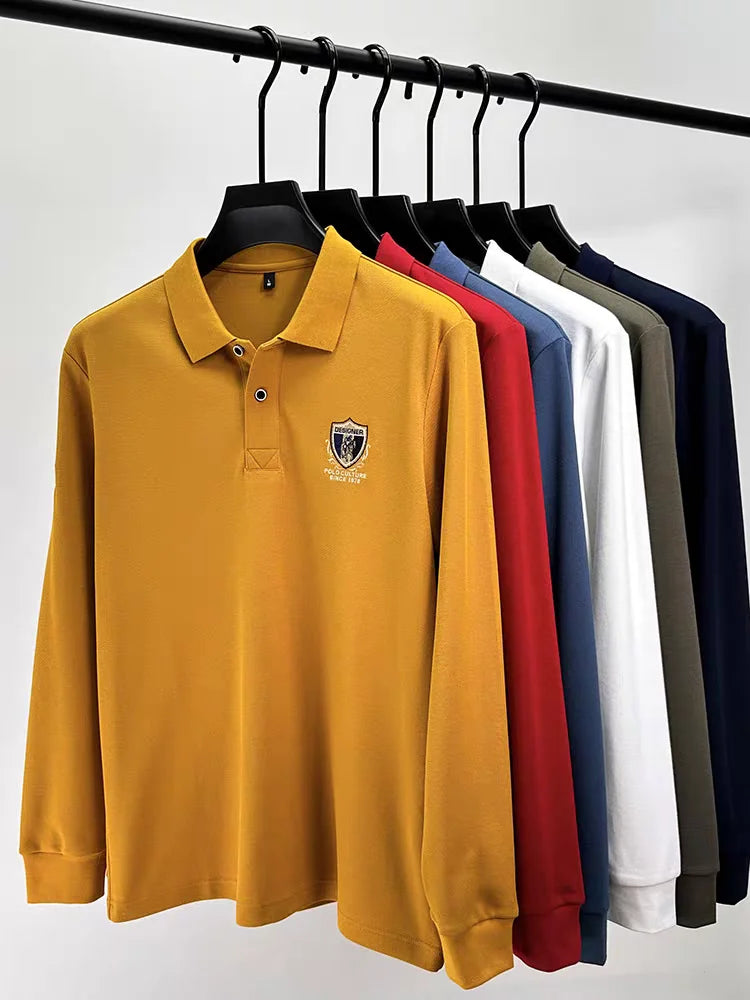 Light luxury brand embroidered long sleeved POLO shirt men's lapel top autumn new high-end cotton fashion casual Paul T-shirt