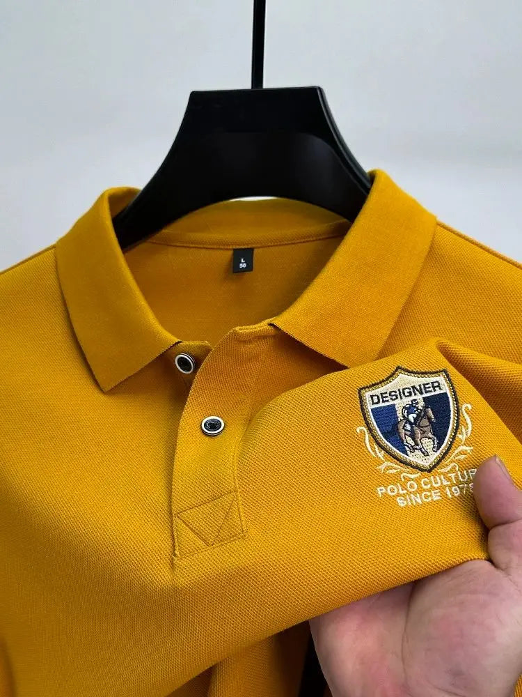 Light luxury brand embroidered long sleeved POLO shirt men's lapel top autumn new high-end cotton fashion casual Paul T-shirt