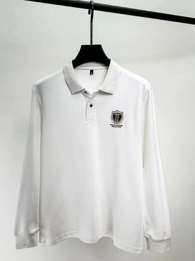 Light luxury brand embroidered long sleeved POLO shirt men's lapel top autumn new high-end cotton fashion casual Paul T-shirt