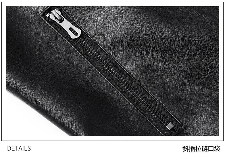 Men Spring Autumn Winter New PU Leather Jackets Men Stand Up Collar Cardigan New Motorcycle Leather Jacket Casual Leather Jacket