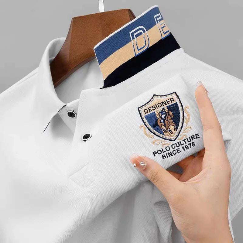 Light luxury brand embroidered long sleeved POLO shirt men's lapel top autumn new high-end cotton fashion casual Paul T-shirt