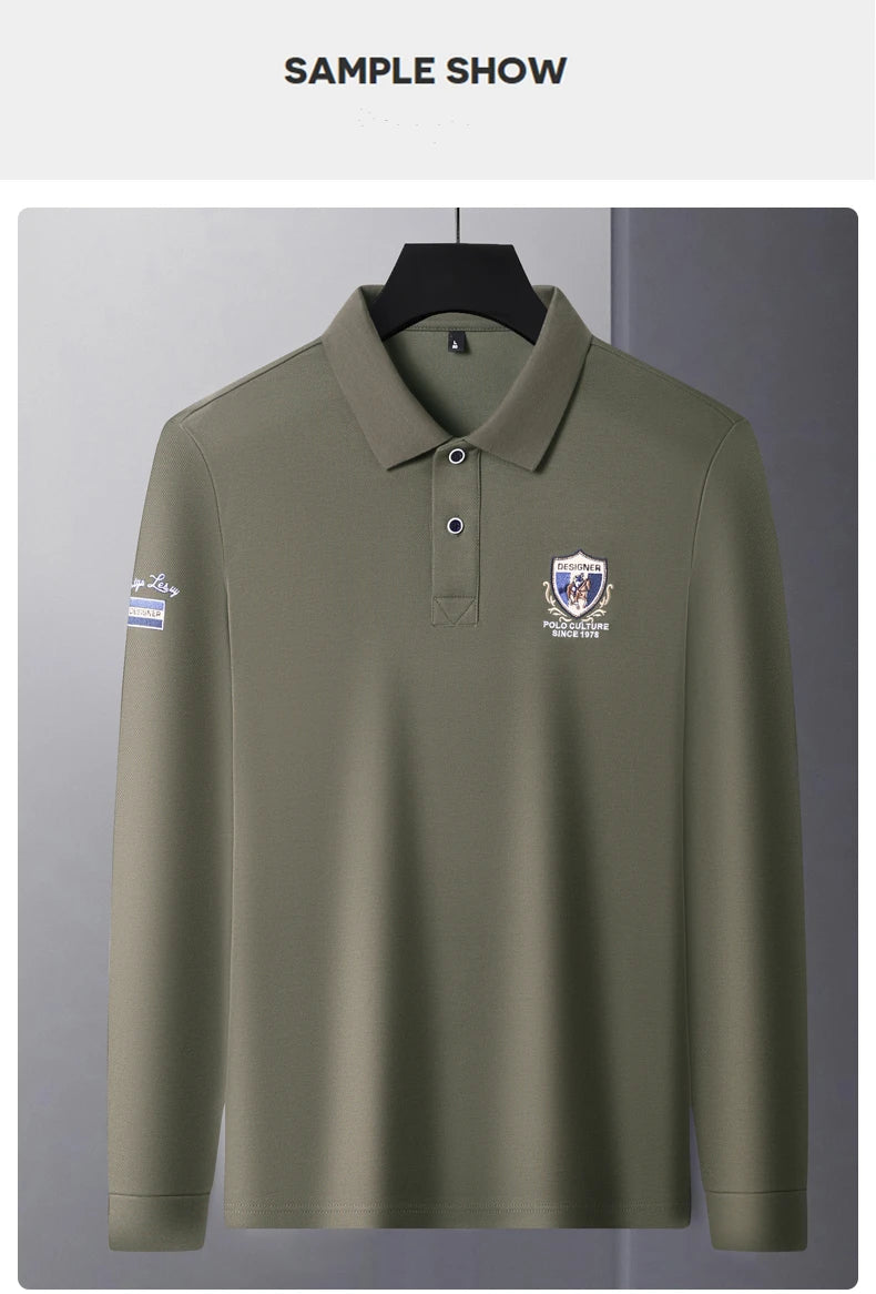 Light luxury brand embroidered long sleeved POLO shirt men's lapel top autumn new high-end cotton fashion casual Paul T-shirt