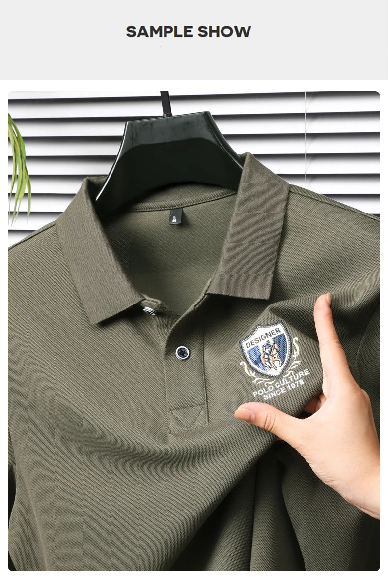 Light luxury brand embroidered long sleeved POLO shirt men's lapel top autumn new high-end cotton fashion casual Paul T-shirt