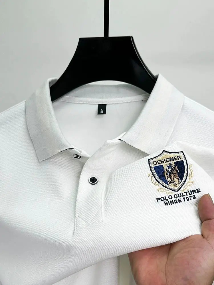 Light luxury brand embroidered long sleeved POLO shirt men's lapel top autumn new high-end cotton fashion casual Paul T-shirt